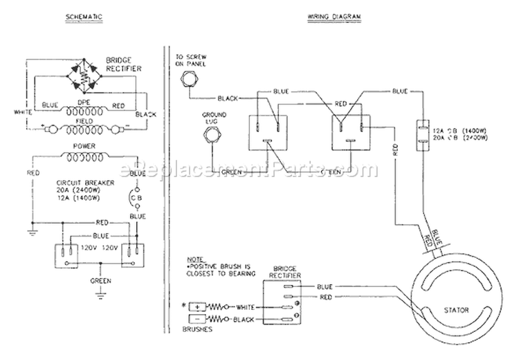 Page C Diagram and Parts List for 9158-0 L2400 Briggs and Stratton Generator